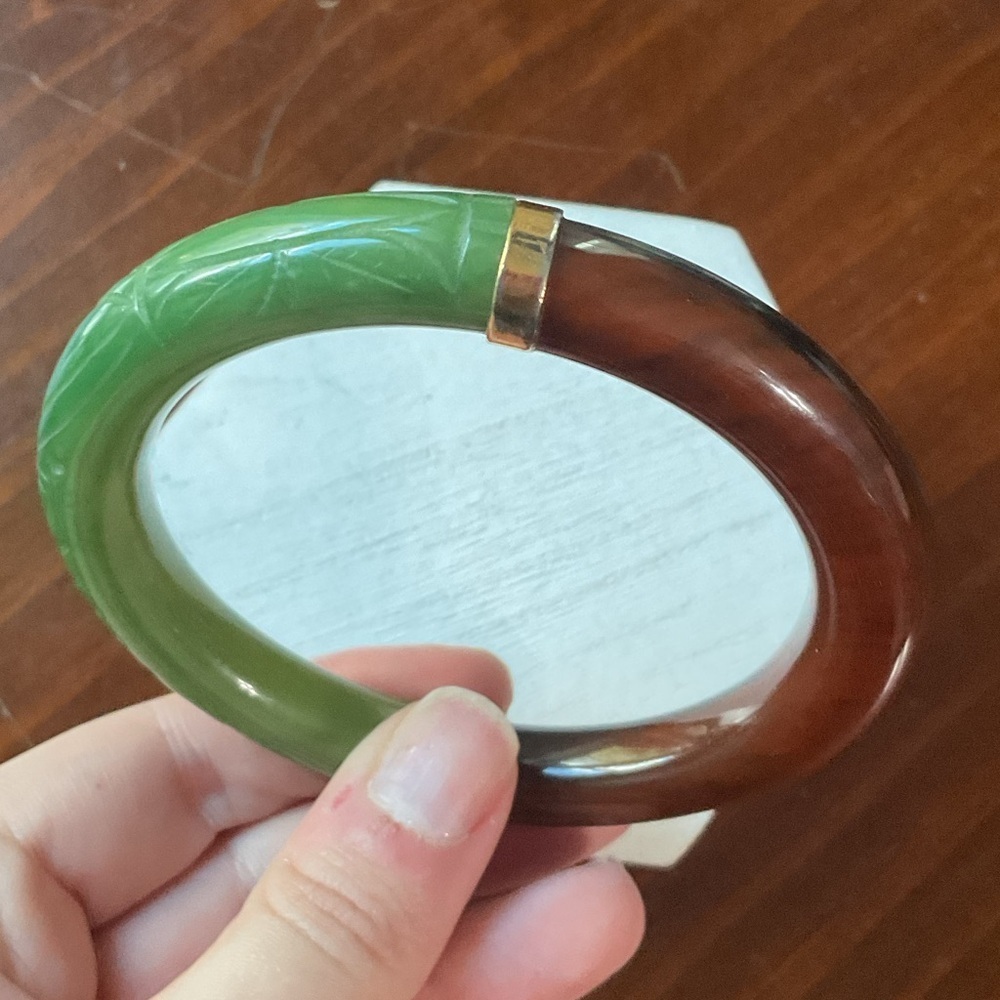 Vintage Givenchy Two Tone Etched Bangle Bracelet Signed - Picture 6 of 12